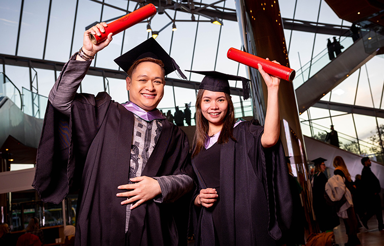 Two RCSI nursing graduates celebrate at their conferring ceremony