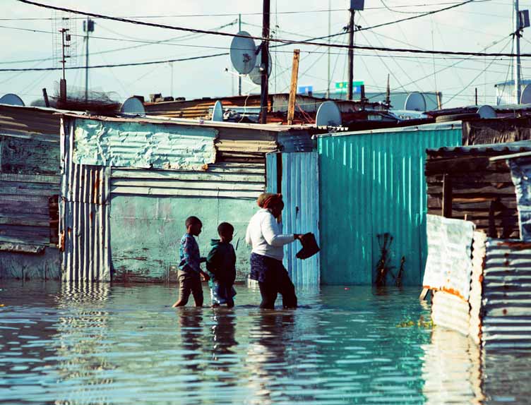 Flooded shack homes