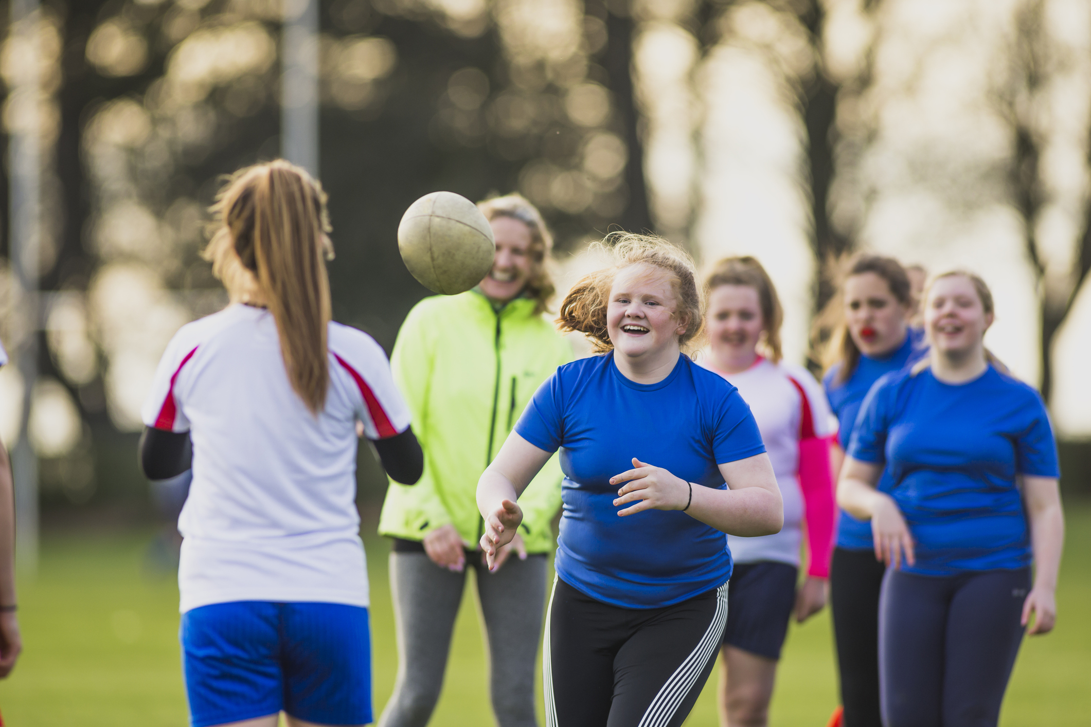 Girls playing rugby