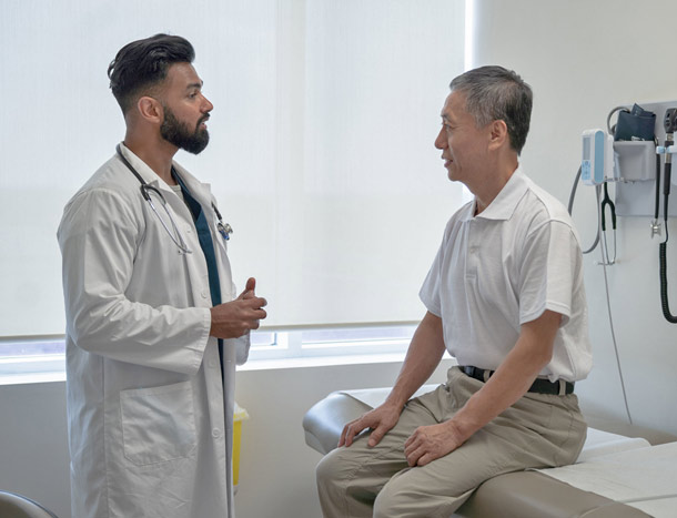 An older person visits a doctor
