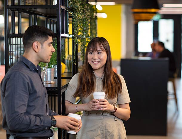 Students talking in hallway