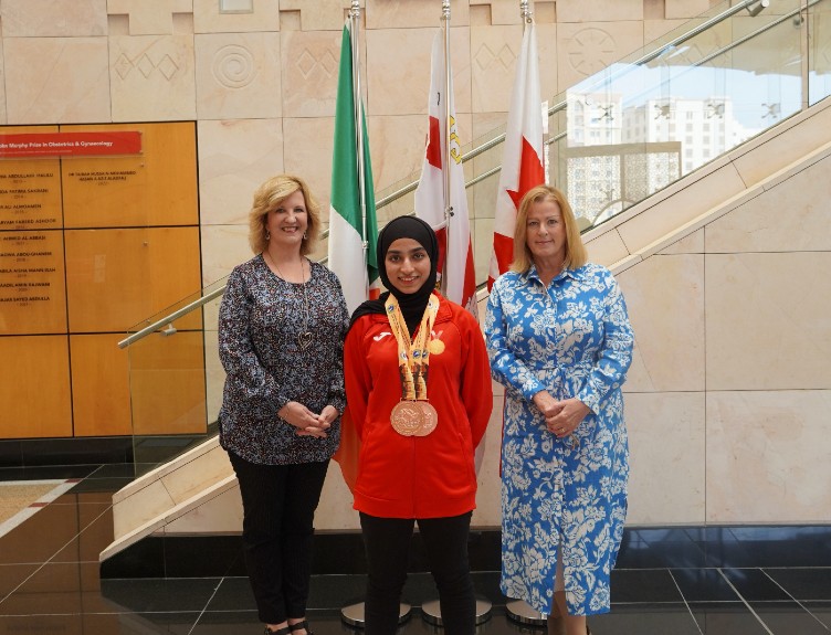 Dr Wendy Maddison, Head of Student Development & Wellbeing, Ms Fatema Falamarzi and Professor Rebecca Jester, Head of School of Nursing & Midwifery L to R- Dr Wendy Maddison, Head of Student Development & Wellbeing, Ms Fatema Falamarzi and Professor Rebecca Jester, Head of School of Nursing & Midwifery