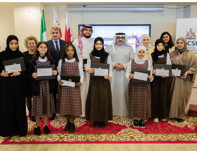 His Excellency Dr Mohamed bin Mubarak Juma with Professor Otoom and Award Winners