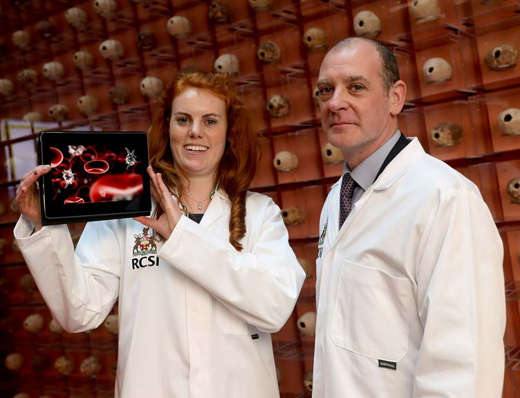 Dr Sinéad Hurley and Professor Steve Kerrigan from the School of Pharmacy, RCSI who presented research into a new breakthrough therapy in the fight against sepsis at RCSI Research Day 2019. Dr Sinéad Hurley and Professor Steve Kerrigan from the School of Pharmacy, RCSI who presented research into a new breakthrough therapy in the fight against sepsis at RCSI Research Day 2019.