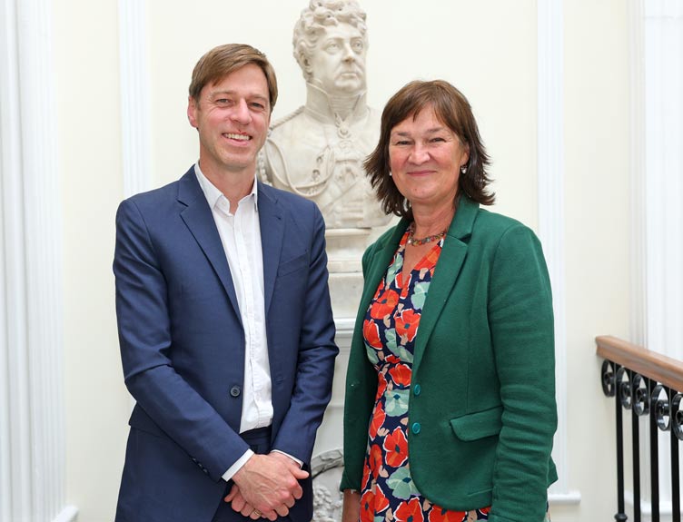 RCSI International Education Forum 2023 Eric O’Flynn, who won the RCSI Education Innovation Award 2023 in collaboration with Ines Perić, RCSI Institute of Global Surgery, School of Population Health pictured with Professor Jan Illing, Professor of Health Professions Education and Director of the Health Professions Education Centre at RCSI