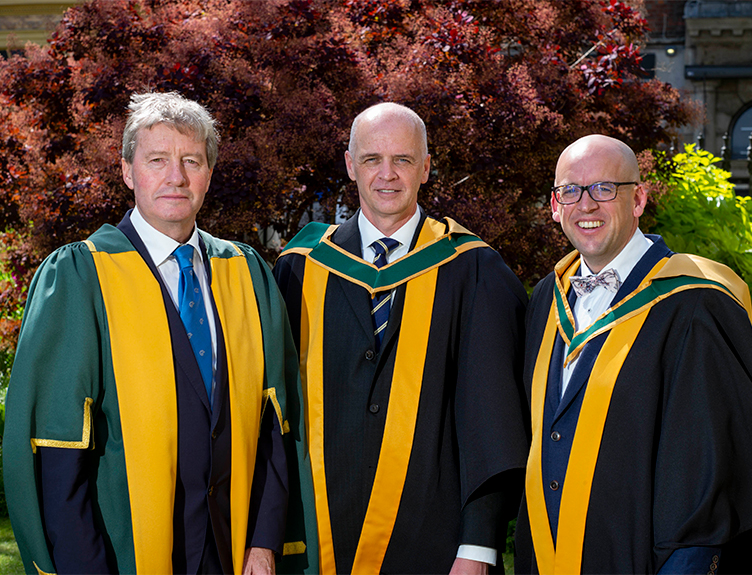 Royal Irish Academy admittance ceremony RIA President with Prof James O'Donnell and Prof Chris Lynch