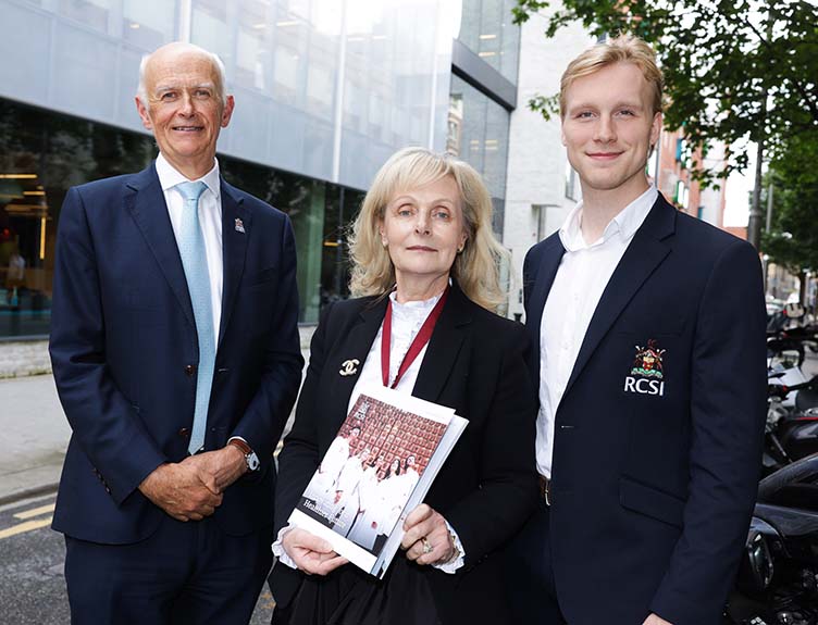 RCSI Strategy Launch 2023 Professor Cathal Kelly, Vice Chancellor, RCSI; Professor Laura Viani, President, RCSI; and Connor Lenihan, President, RCSI Students’ Union, pictured at the launch of RCSI’s new strategic plan.
