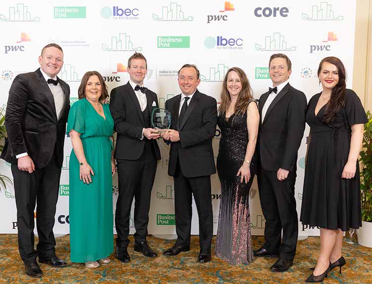 Business Post award The RCSI Estates team collecting their 'Sustainable Business Team of the Year' award.