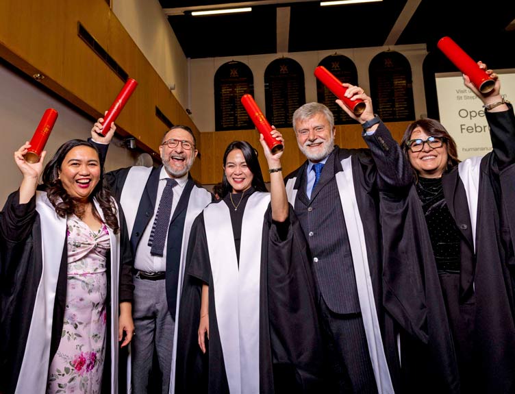 Newly conferred Fellows and Members of RCSI celebrate in gowns