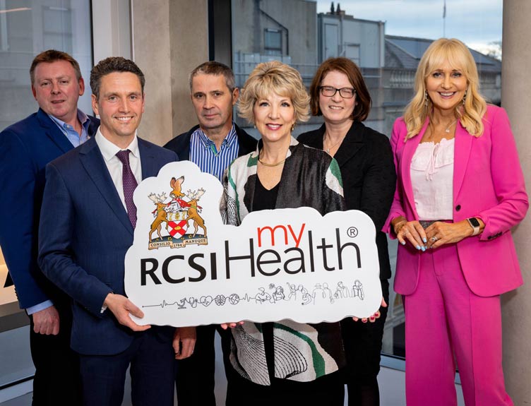 MyHealth cannabis Group of people hold up a sign that says 'RCSI MyHealth'