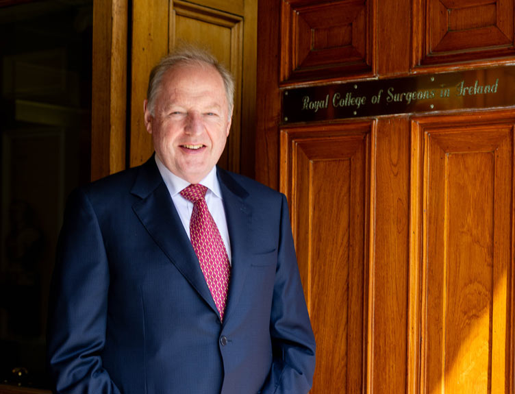 Professor Michael Kerin pictured in front of main doors of 123 St Stephen's Green in Dublin