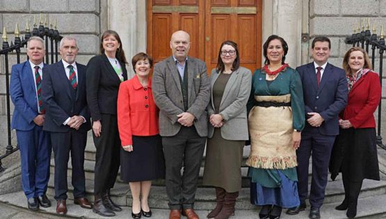 Group photo of the Global Innovation and Leadership Academy in front of 123 St Stephen's Green