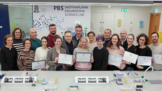 RCSI My Green Lab team hold aloft printed certificates
