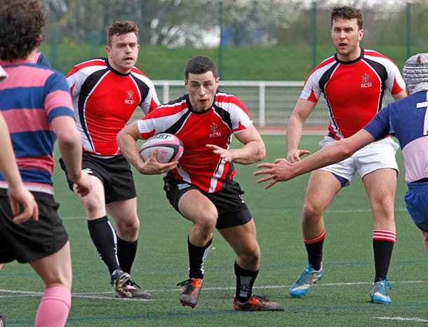 Action shot of a rugby match