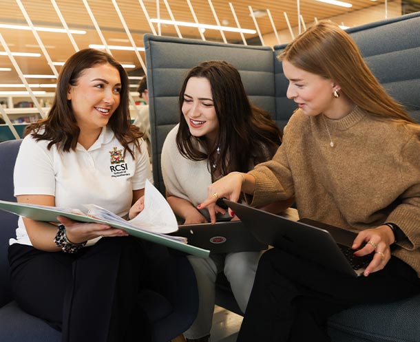 Interprofessional students in library