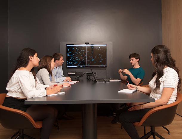 Postgraduate students in study room