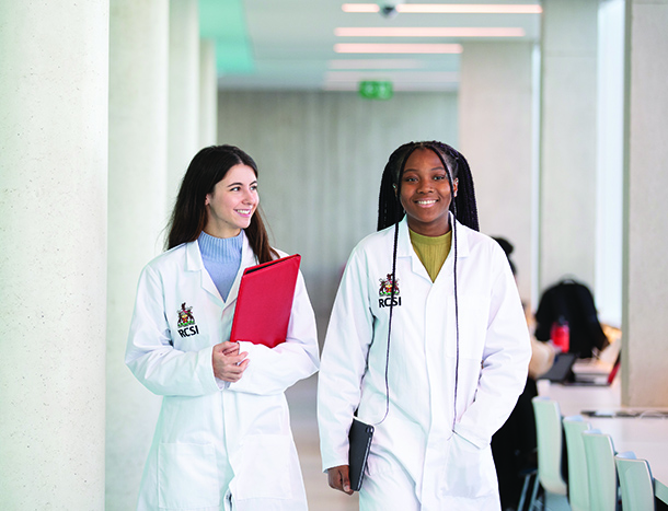 Students in white coats in 26 York Street