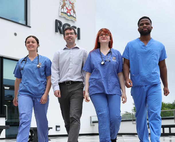 Students walking outside Connolly