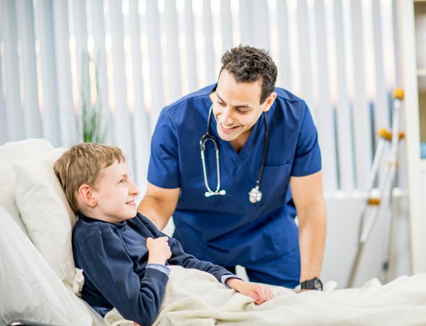 A child with special needs with a doctor
