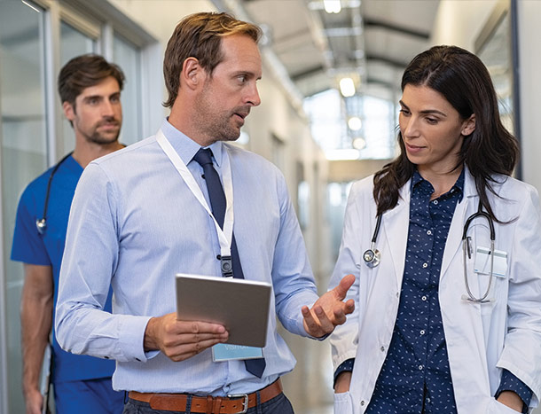 Doctors walking in hallway