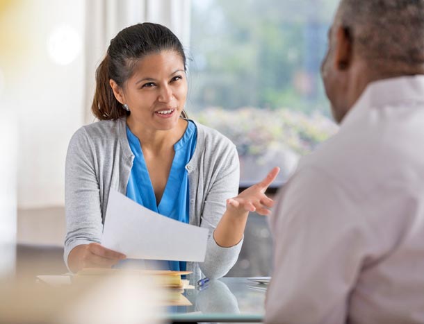 Medical professional and patient