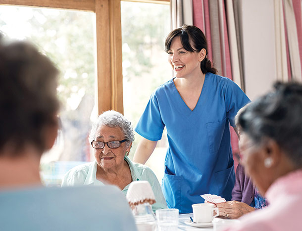 Nurse and elderly people
