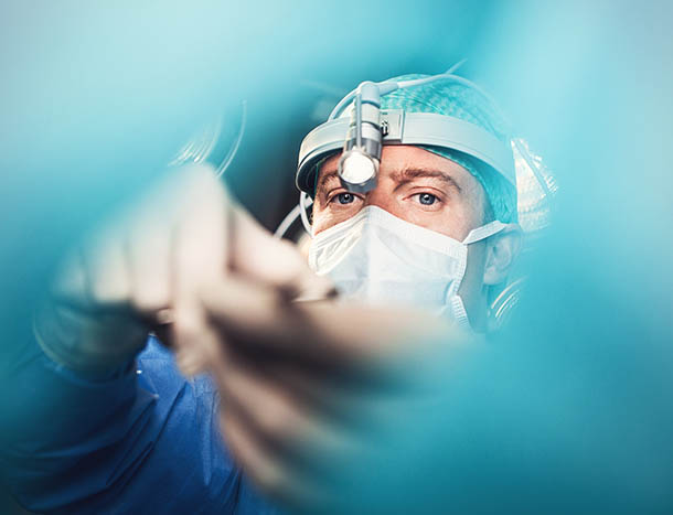 A surgeon in theatre.