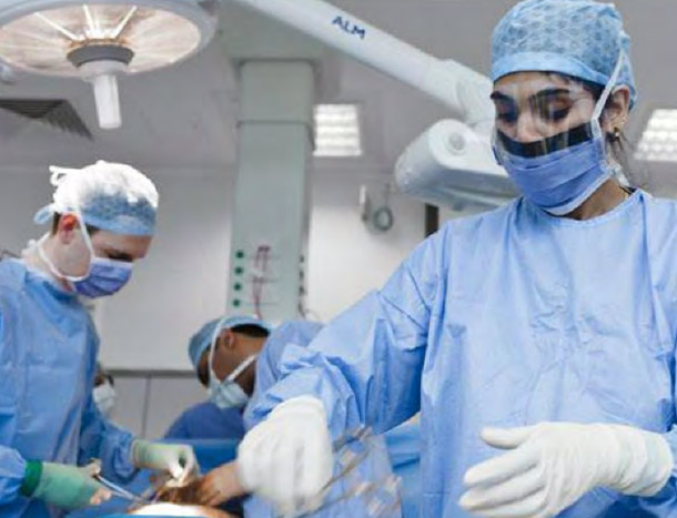 Surgeons during operation