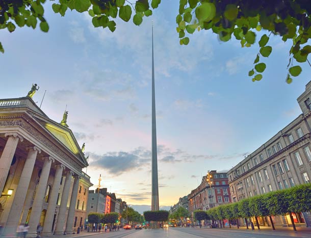 Panoramic view of Dublin city street