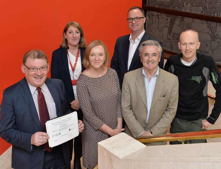 Pictured at the most recent ATLS committee is the National Director Mr Feargal Hickey, Sligo University Hospital along with Committee members, Ms Patricia Houlihan, Beaumont Hospital; Prof. Ciaran O’Boyle, RCSI; Mr Derek Barton, SVUH; Mr John Quinlan, AMNCH; and Ms Pauline Lyons, ATLS Administrator. Pictured at the most recent ATLS committee is the National Director Mr Feargal Hickey, Sligo University Hospital along with Committee members, Ms Patricia Houlihan, Beaumont Hospital; Prof. Ciaran O’Boyle, RCSI; Mr Derek Barton, SVUH; Mr John Quinlan, AMNCH; and Ms Pauline Lyons, ATLS Administrator.