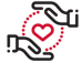 Care heart hands icon