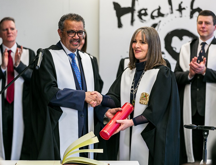 WHO Director-General Honorary Fellowship of RCSI Faculty of Nursing and Midwifery Dr Tedros and Faculty Dean