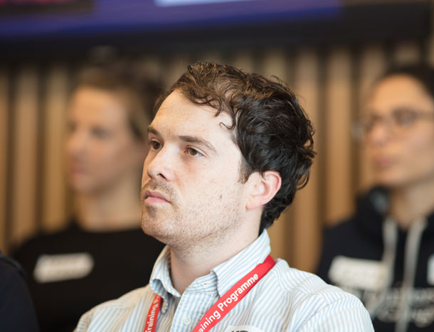 Surgical trainee in lecture theatre