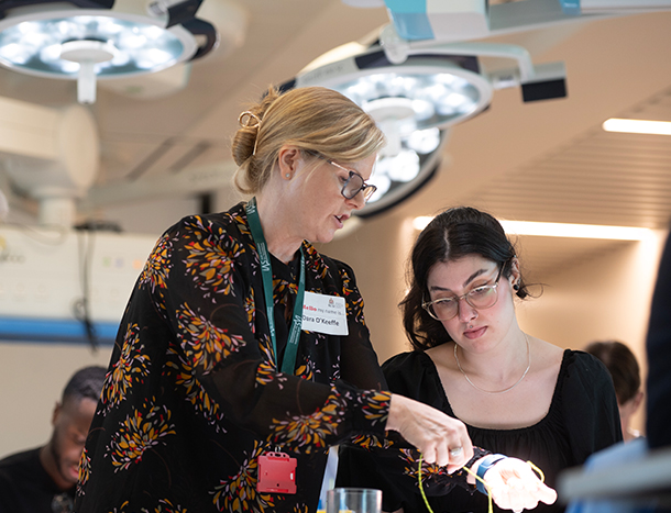 Trainee and instructor at surgical bootcamp